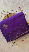 Raw Green Silk saree - Violet