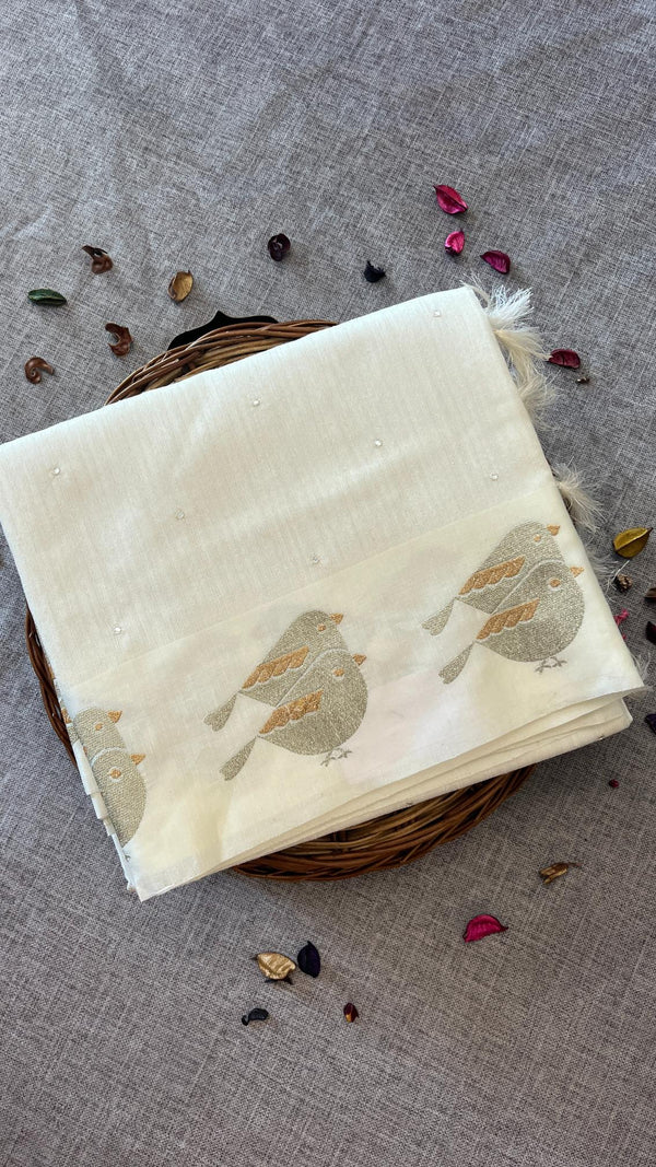 Raw Green Silk saree- sparrow