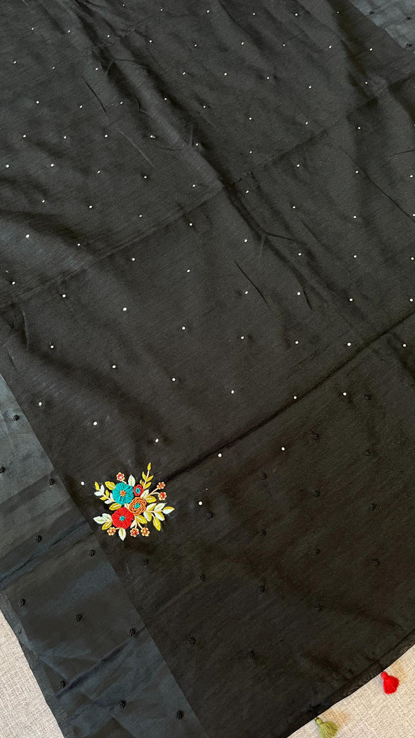 Raw Green Silk - Black