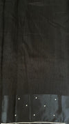 Raw Green Silk Saree - Black