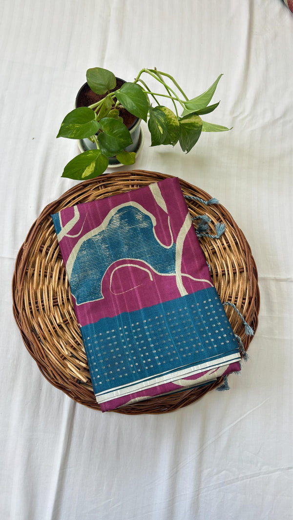 Semi Tussar Saree with Korvai Border