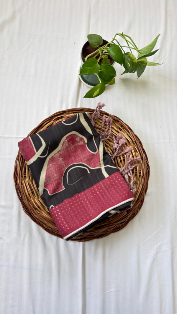 Semi Tussar Saree with Korvai Border