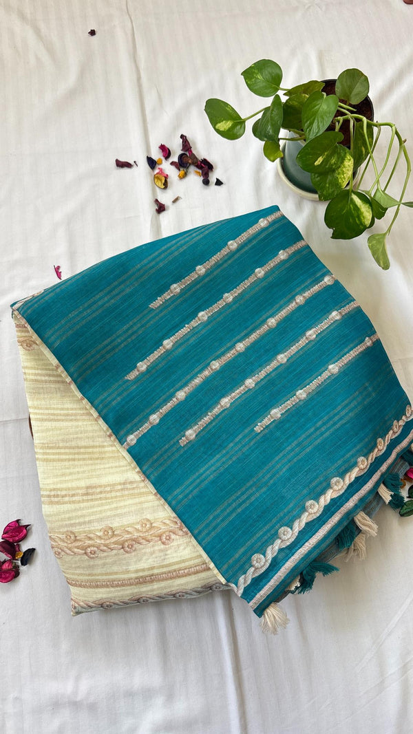Linen Zari Woven Saree