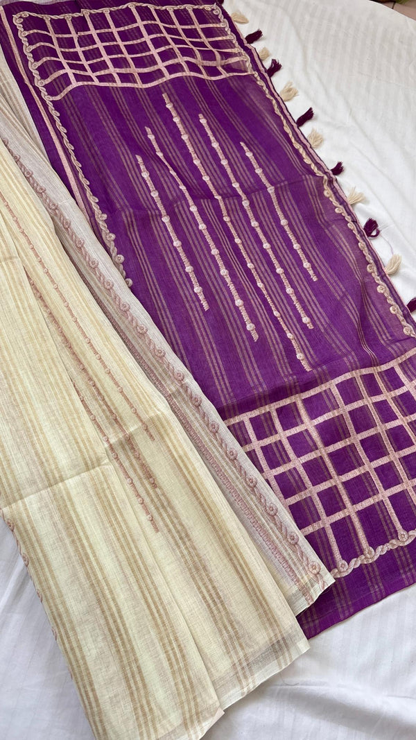 Linen Zari Woven Saree