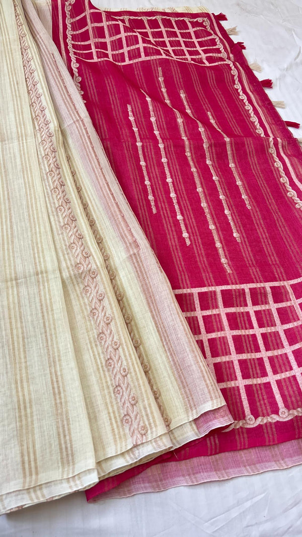 Linen Zari Woven Saree
