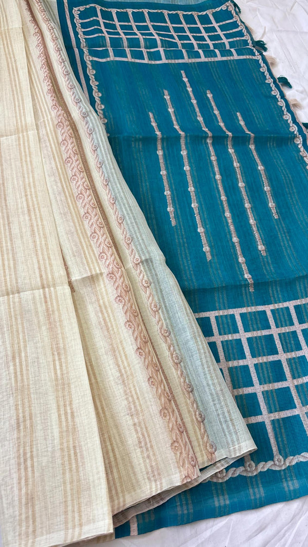 Linen Zari Woven Saree