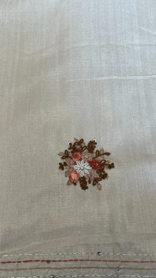 Semi Tussar Saree with French Knot Embroidery