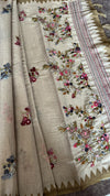 Semi Tussar Saree with French Knot Embroidery