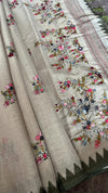 Semi Tussar Saree with French Knot Embroidery