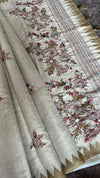 Semi Tussar Saree with French Knot Embroidery