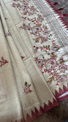 Semi Tussar Saree with French Knot Embroidery