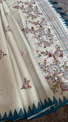 Semi Tussar Saree with French Knot Embroidery