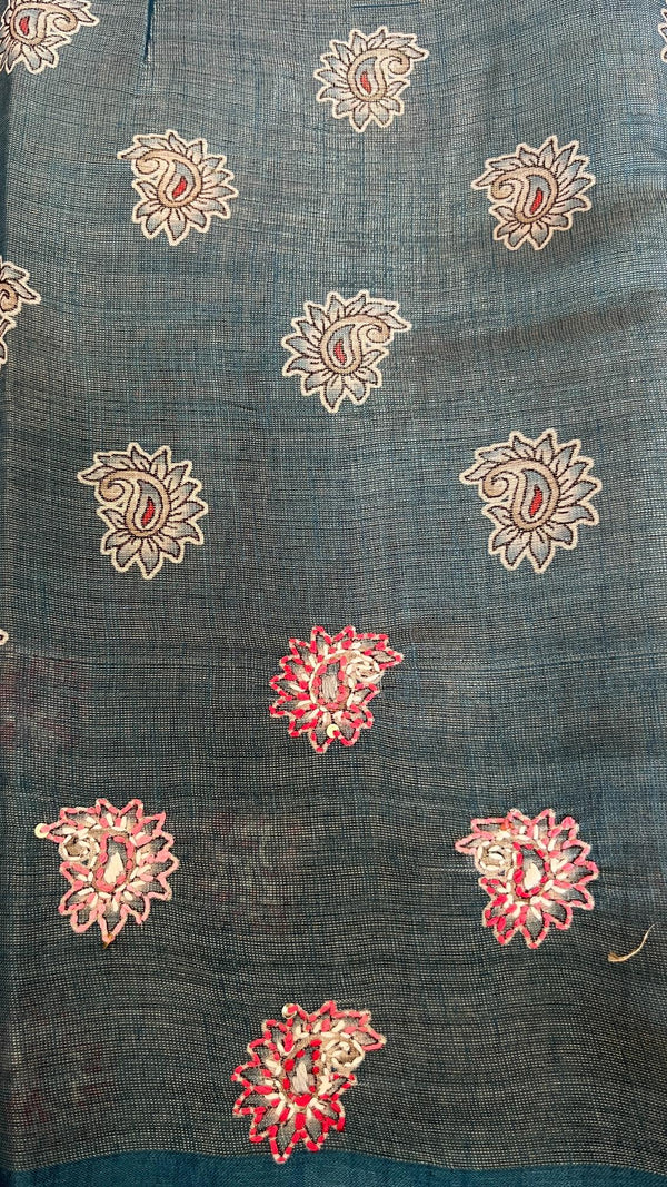 Semi Tussar Saree with French Knot Embroidery