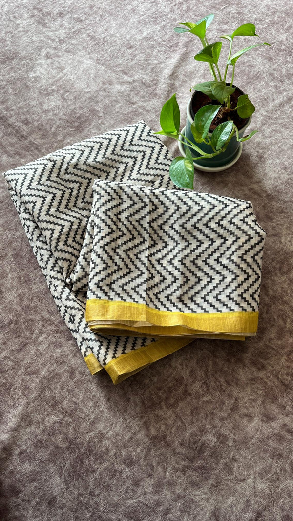 Linen Mixed Jute Saree with Digital Prints
