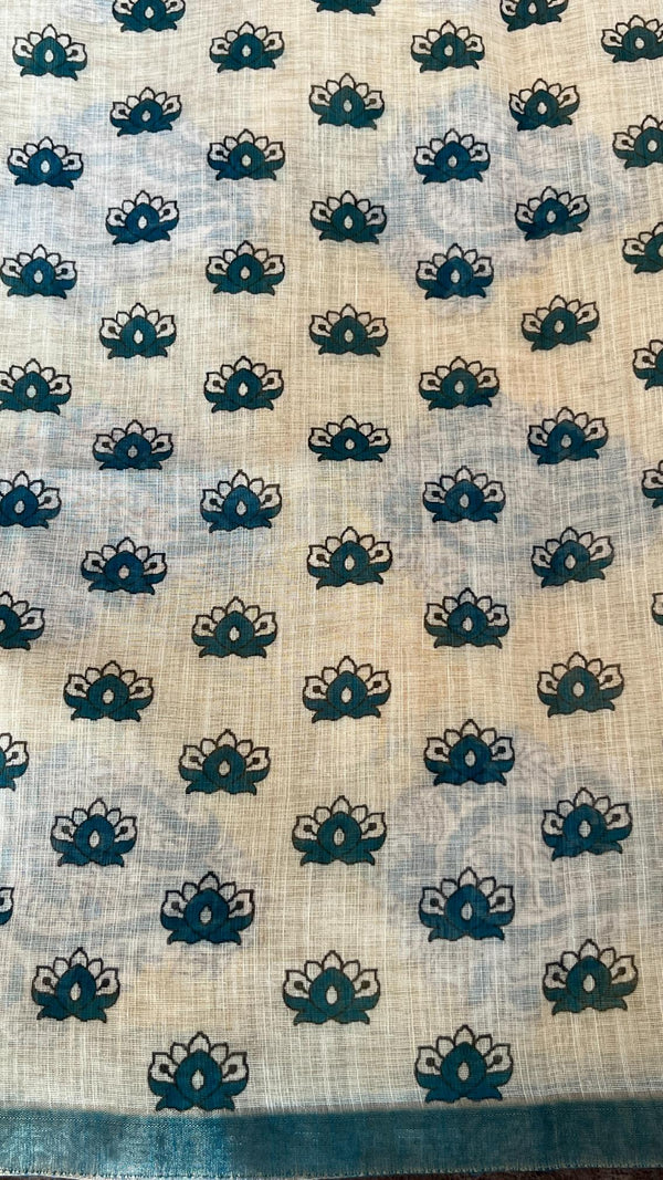 Linen Mixed Jute Saree with Digital Prints