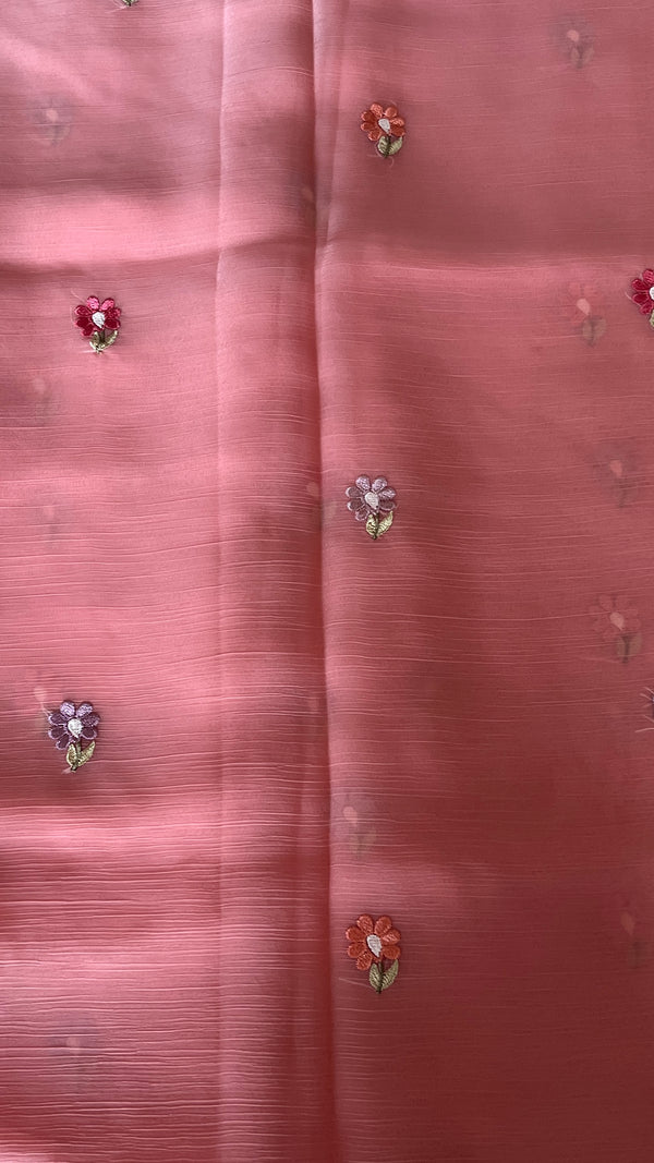 Georgette Organza Saree with Embroidery