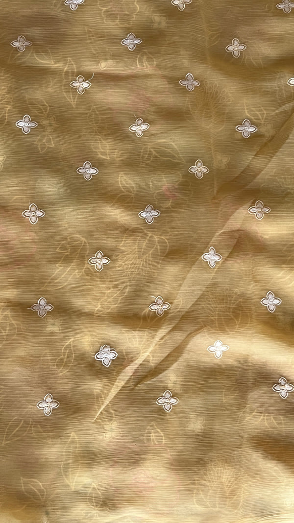 Georgette Organza Saree with Floral Appliqué Work