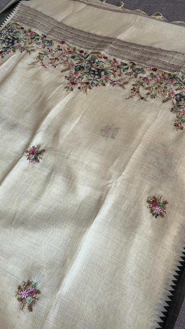 Linen Tissue- French Knot Embroidery