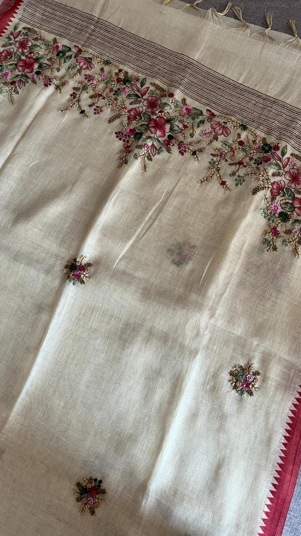 Linen Tissue- French Knot Embroidery