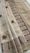 Linen Saree with French Knot Embroidery