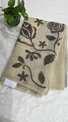 Linen Saree with Appliqué Work