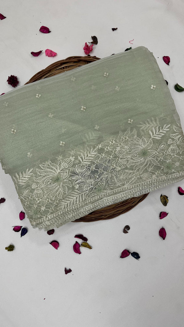 KOREAN CRUSHED ORGANZA SAREE