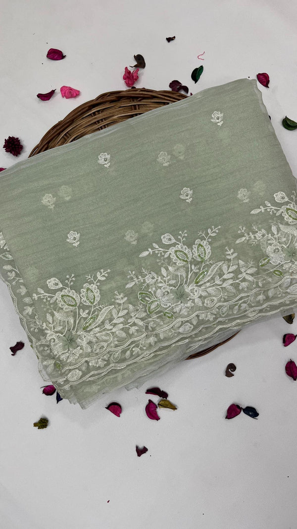 KOREAN CRUSHED ORGANZA SAREE