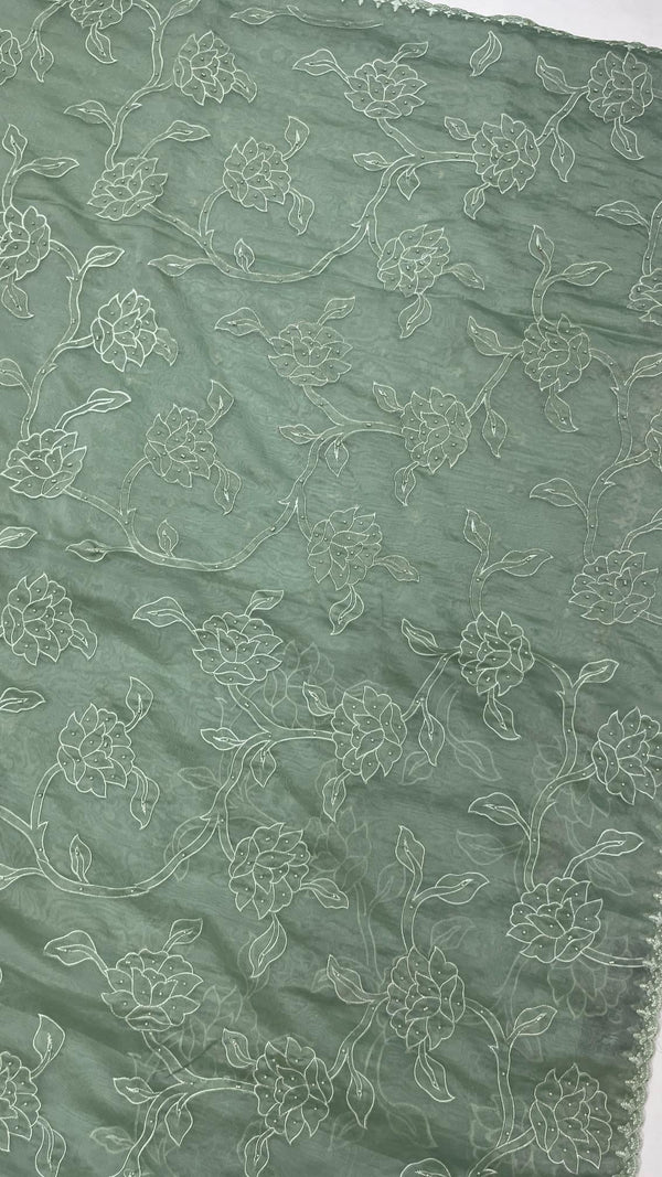 ORGANZA WITH FLORAL EMBROIDERY