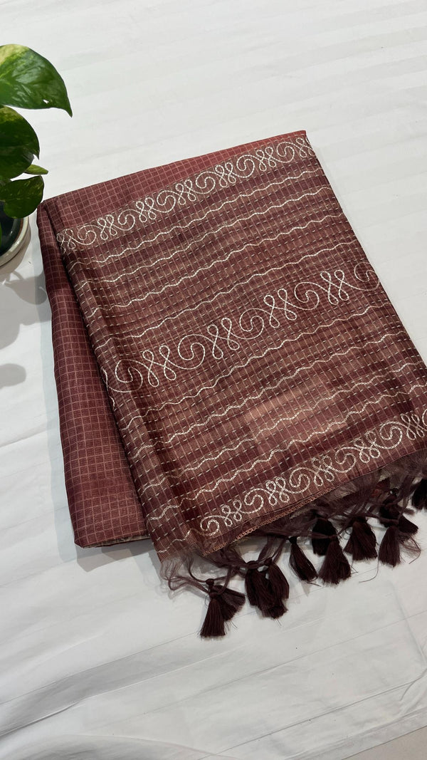 Semi Tussar Applique Saree