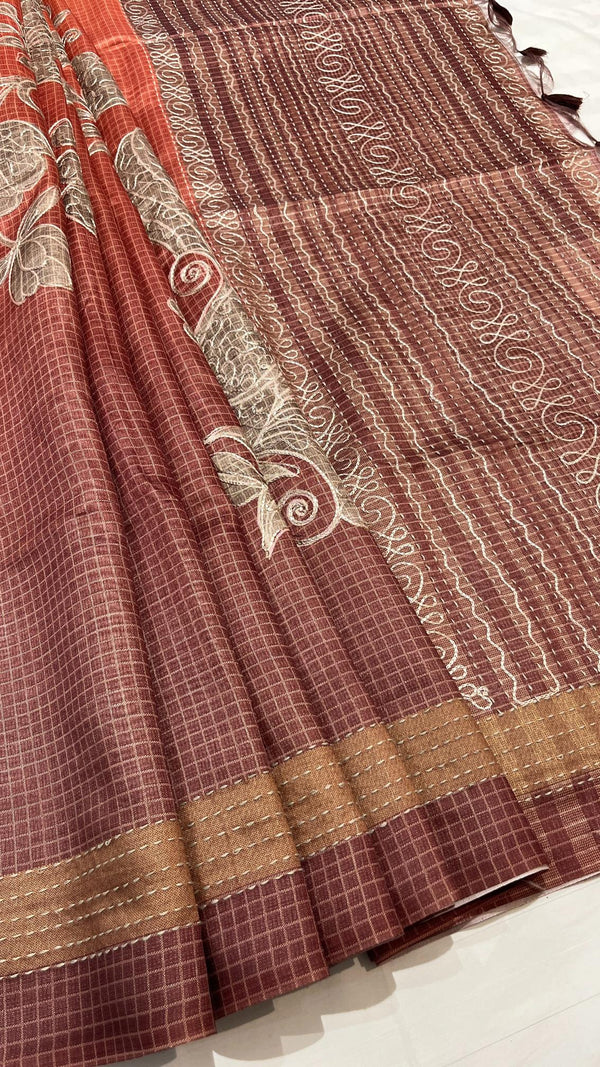 Semi Tussar Applique Saree