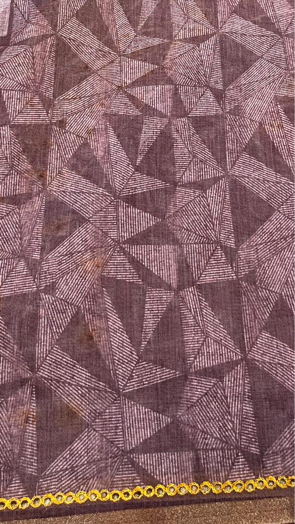 Linen cut work saree
