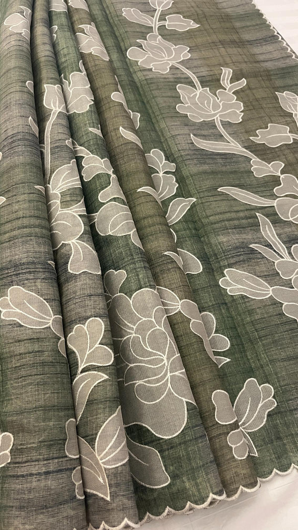 Linen Tissue Appliqué Saree