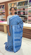 Indigo Blue Semi Linen Saree