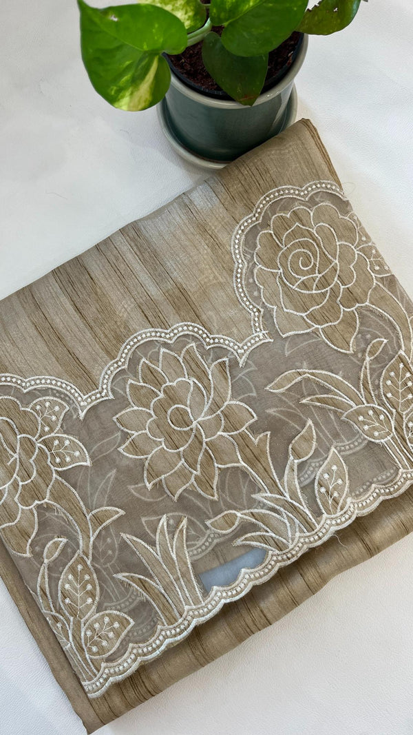KeechaTussar with Organza Border