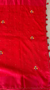 RAW GREEN SILK SAREE WITH BULLIAN FRENCH KNOT