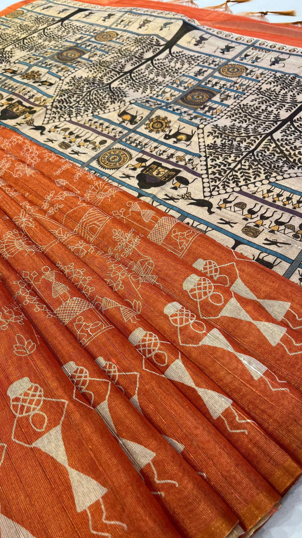 CHAPPA TISSUE TUSSAR SAREE