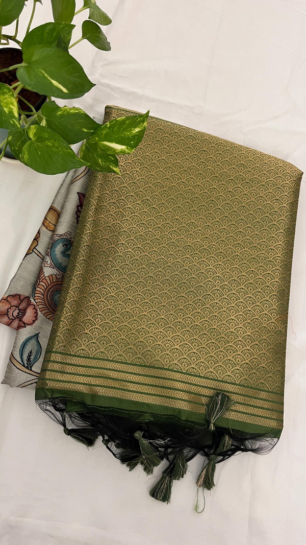 Art silk-penkalamkari saree