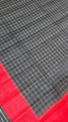 Semi Tussar - Black & Red checks