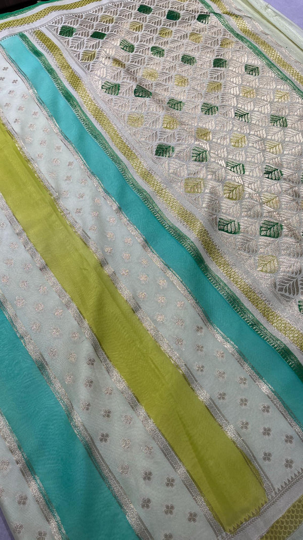 Hand brush painted Banarasi saree