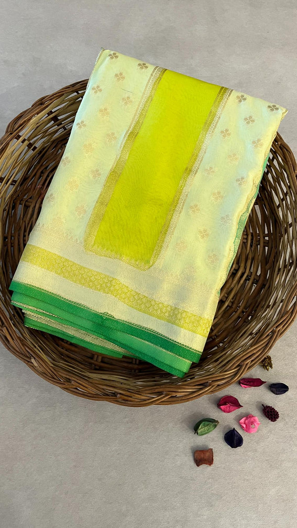 Hand brush painted Banarasi saree