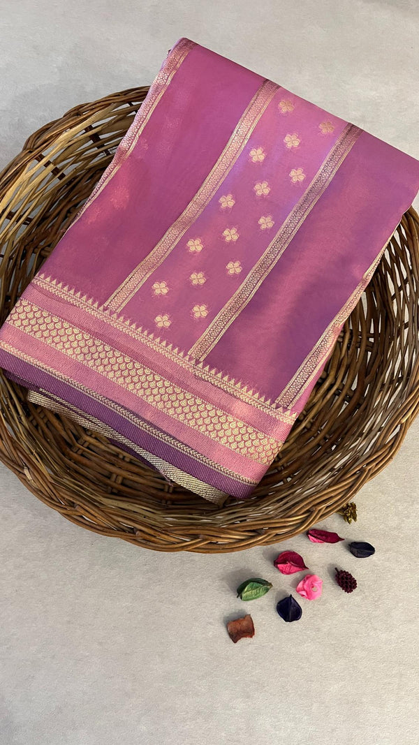 Handbrush painted Banarasi saree