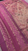 Handbrush painted Banarasi saree