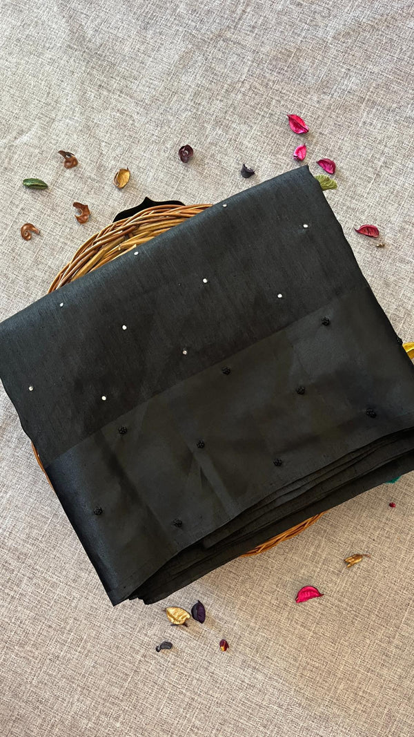 Raw Green Silk - Black