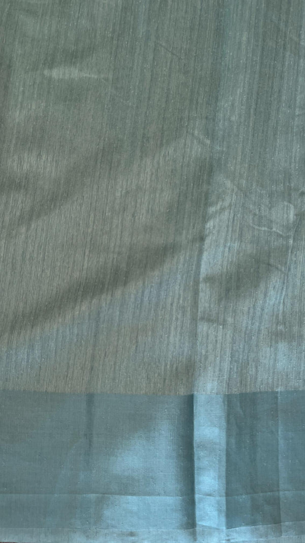 Raw Green Silk saree -Mirror work