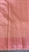 Raw Green Silk saree - pink