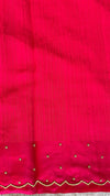 Raw Green Silk saree -Rani pink