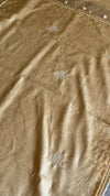Raw Green Silk saree - golden beige