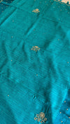 Raw Green Silk saree - Teal Green