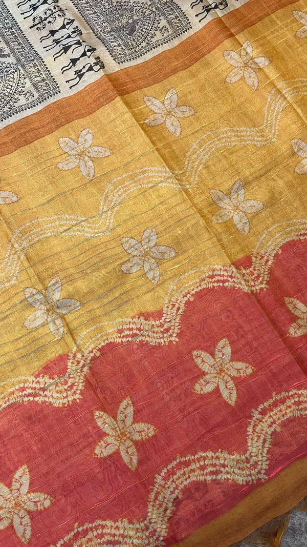 All Day Wear Fancy Chappa Tissue Saree