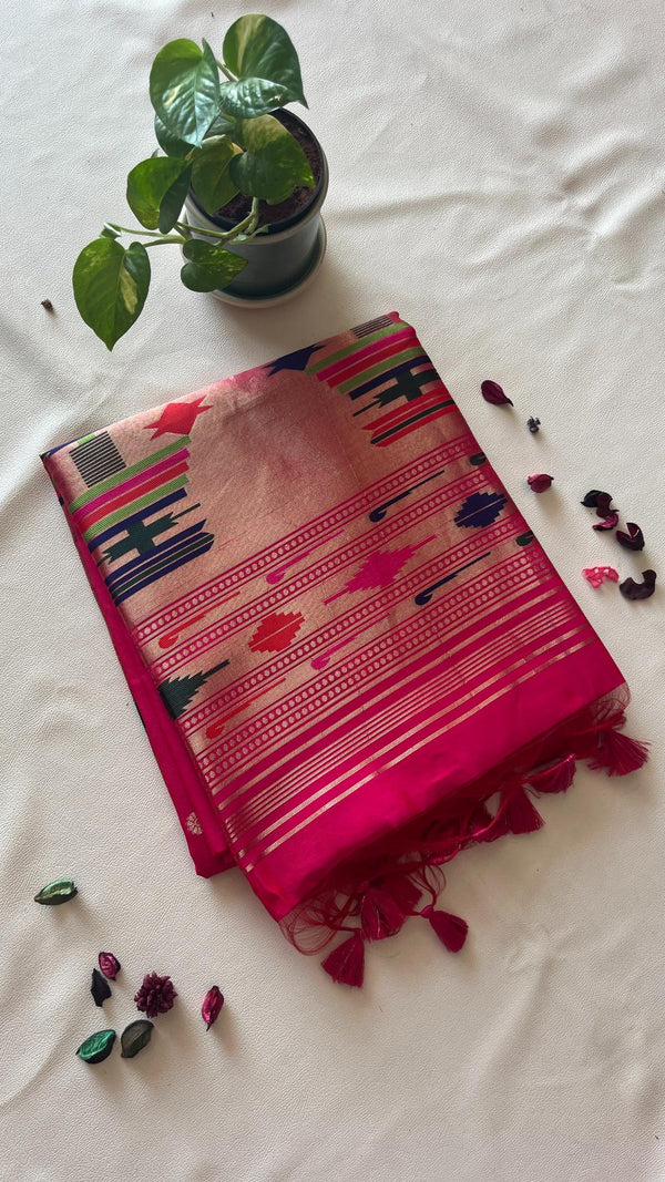 Semi Jute Cotton Saree with Paithani Design Pallu